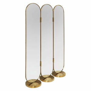 Paraván v zlatej farbe so zrkadlami Kare Design Curve, výška 166 cm