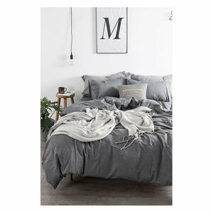Sivé bavlnené obliečky na dvojlôžko/predĺžené s plachtou/4-dielne 200x220 cm – Mila Home