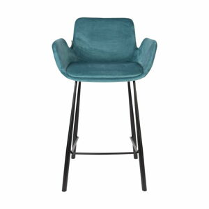 Zamatové barové stoličky v súprave 2 ks v petrolejovej farbe 91,5 cm Brit – Zuiver