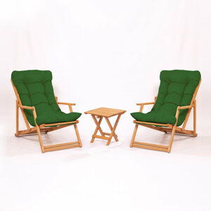 Záhradná lounge súprava z bukového dreva v zeleno-prírodnej farbe pre 2 – Floriane Garden