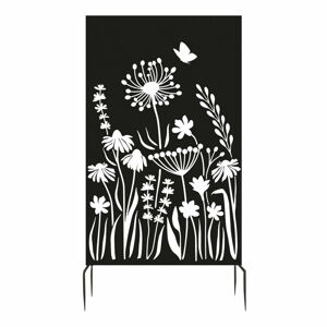 Čierna kovová balkónová zástena 100x186 cm Flowers – Esschert Design