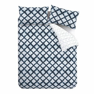 Biele/modré obliečky na jednolôžko 135x200 cm Shibori – Catherine Lansfield