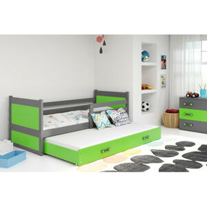 Detská posteľ s výsuvnou posteľou RICO 200x90 cm Zelená Šedá